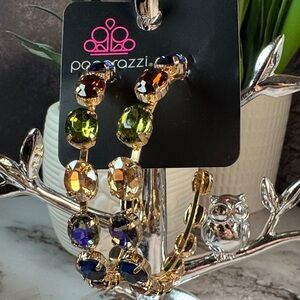 Paparazzi Gold Earrings with Multicolor Gems